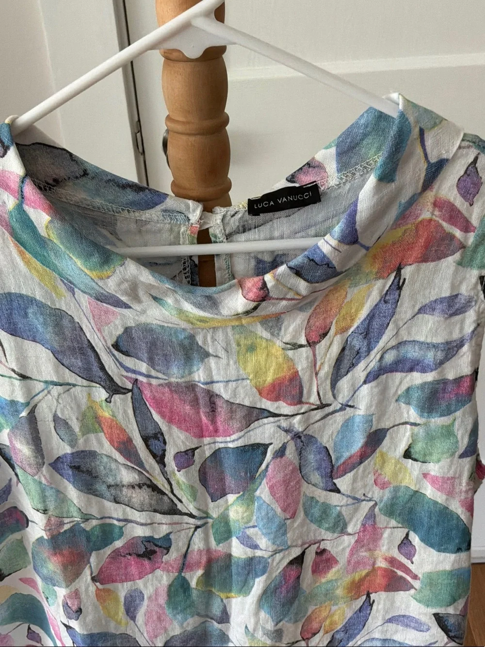 Sleeveless Watercolor Leaf Print Top from Luca Vanucci